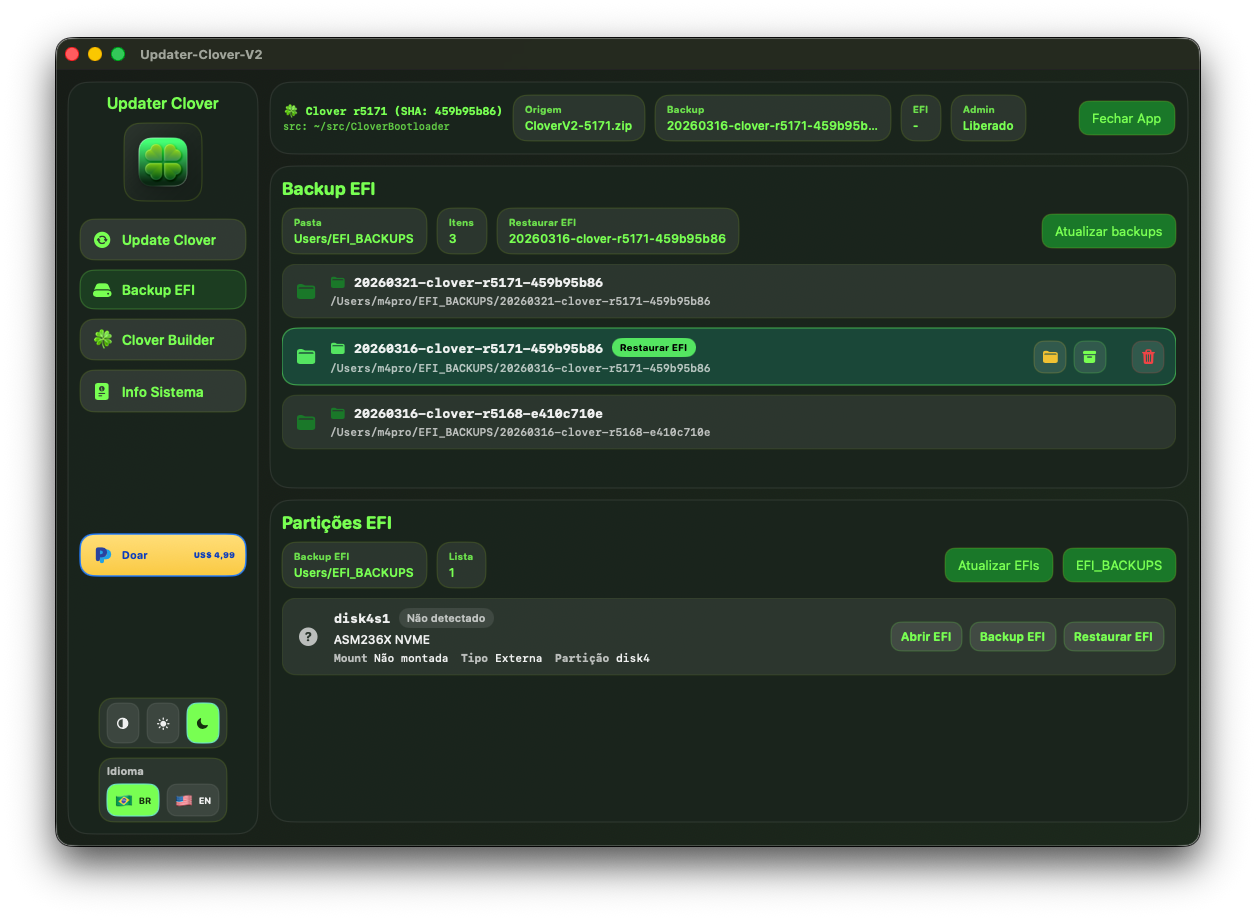 EFI Backup tab — Dark